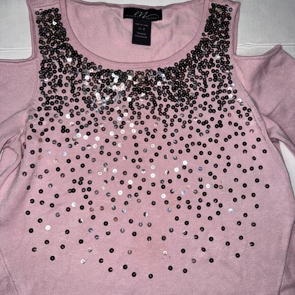 Midnight Velvet Womens Small Sequin Asymmetrical Tunic Top Maximalist Glam Bold - Picture 7 of 8